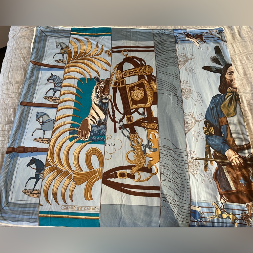 Hermes silk scarf Carre En Carres, 35” by 35”